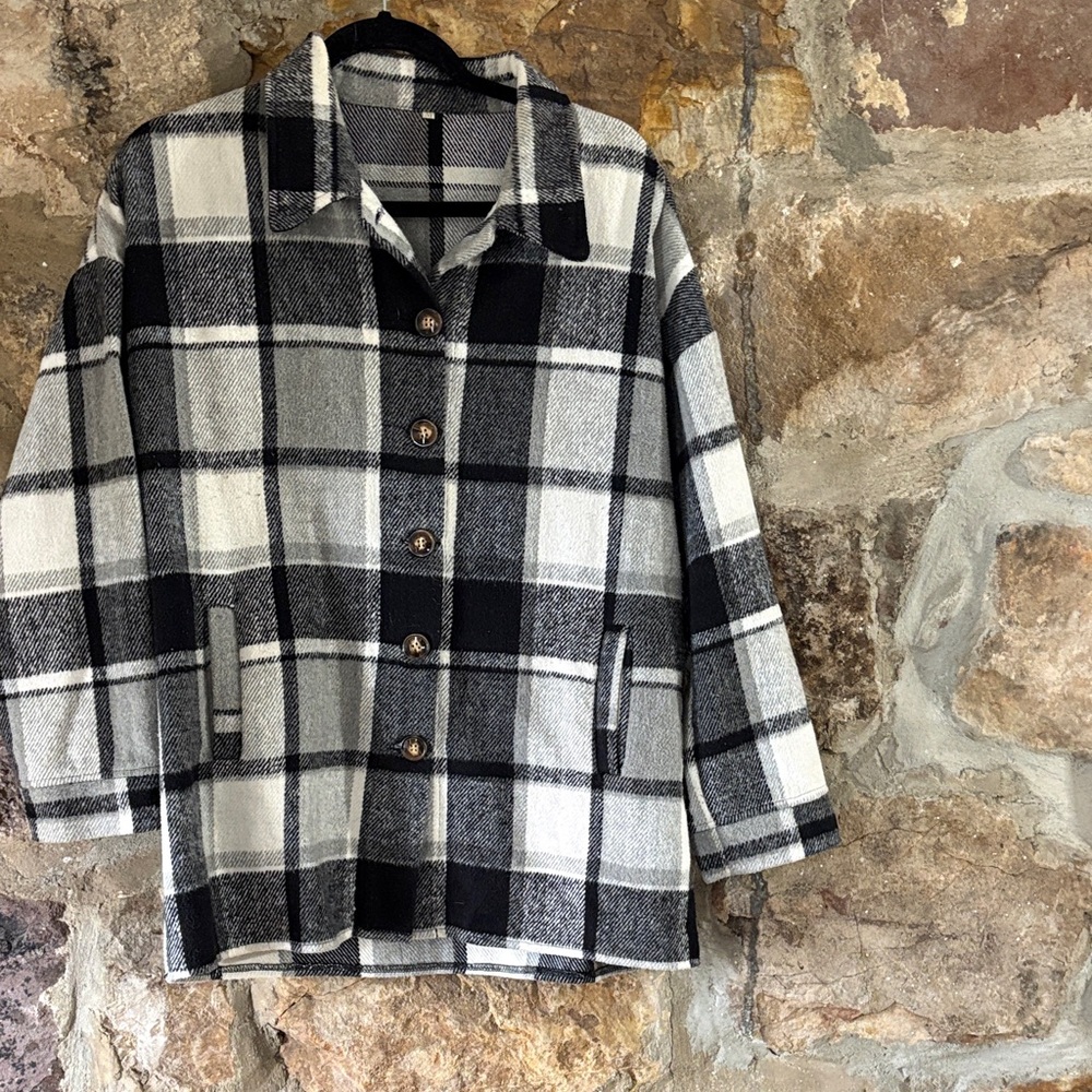 Plaid Button-Up Jacket